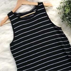 BANANA REPUBLIC Navy & White Striped Side Ruched Tie Sleeveless Top